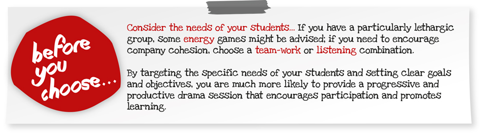 Suggest a Drama Menu lesson plan with students in mind